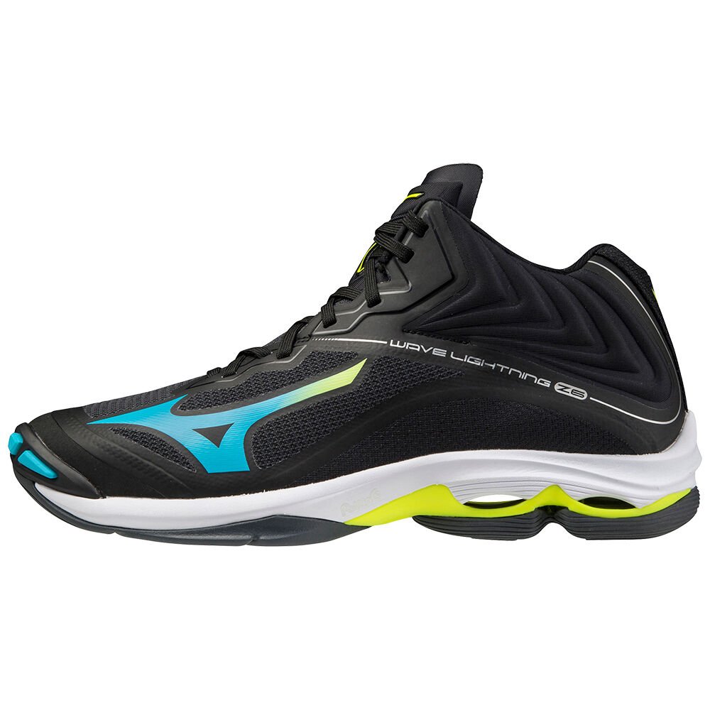 Tenis Para Voleibol Mizuno Wave Lightning Z6 Mid Para Mujer Negros/Azules Turquesa/Amarillos 4528061